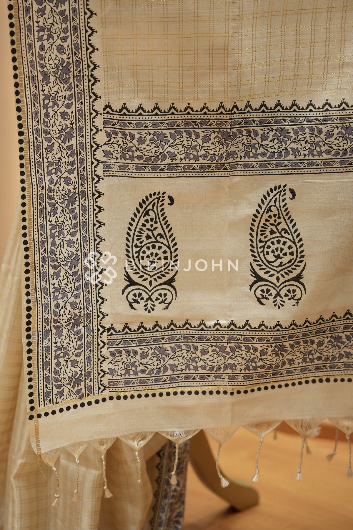 Printed Semi Tussar Saree For Women Champagne Beige BJ2390