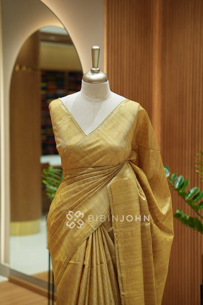 Semi Tussar Weaving Saree For Women Antique Gold BJ2544