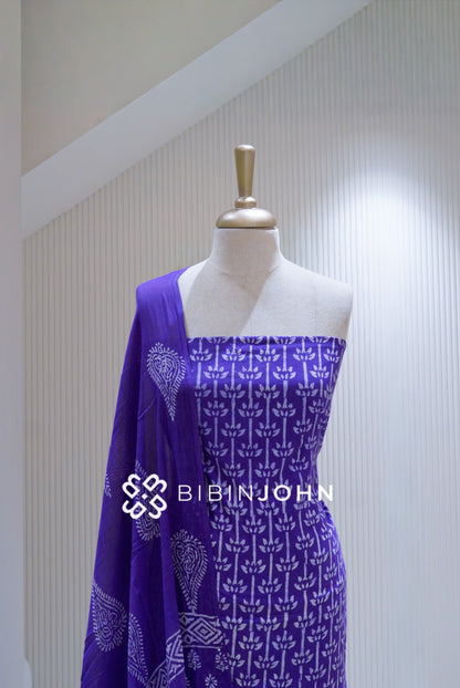 Printed Cotton Unstitched Salwar Suit Material Violet Purple BJ1722