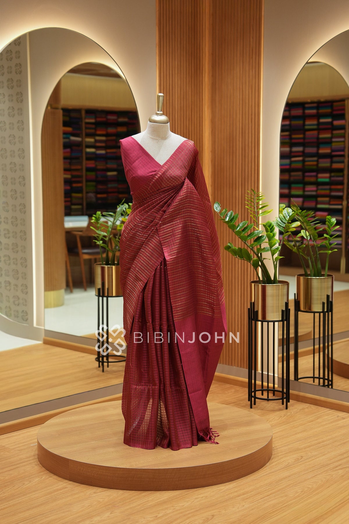 Semi Silk Weaving Saree For Women Ruby Red BJ2419