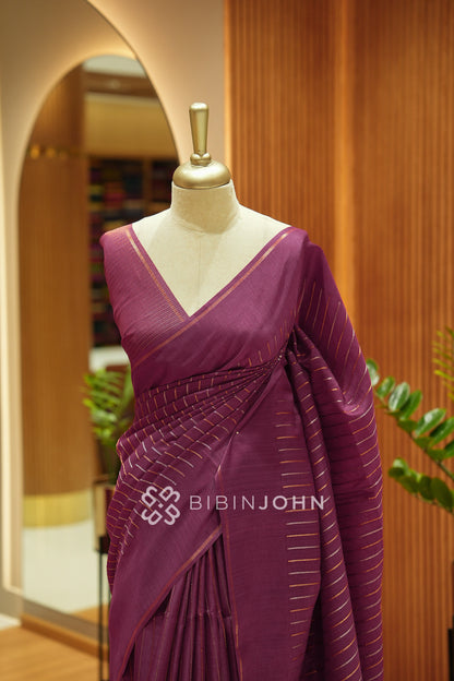 Semi Tussar Weaving Saree For Women Plum Purple BJ2454