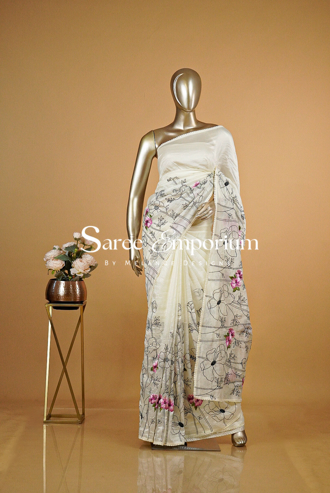 Tissue Embroidery Saree MDS0209