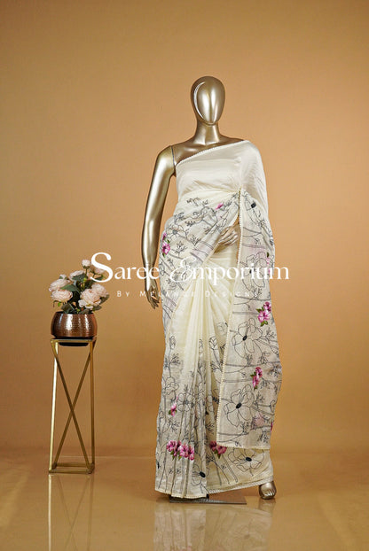 Tissue Embroidery Saree MDS0209
