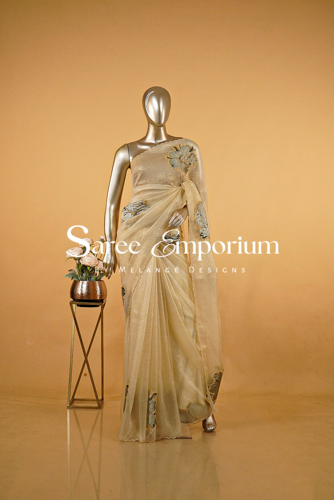 Tissue Applique Saree MDS0144