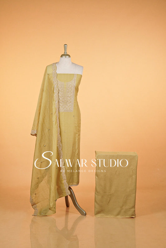 Chanderi Embroidery Unstitched Salwar suits AC0013