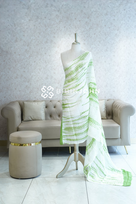 Cotton Tie and Dye Dupatta For Women Ivory White BJ2284