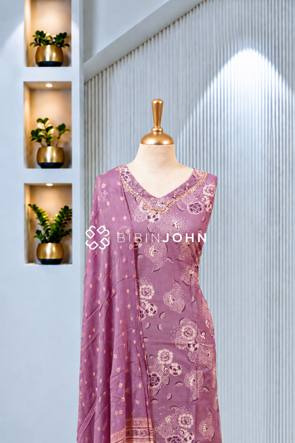 Cotton Embroidery Unstitched Salwar Suit Material Mauve Purple BJ1969