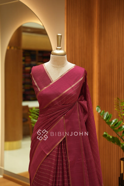 Semi Tussar Weaving Saree For Women Deep Raspberry Pink BJ2451
