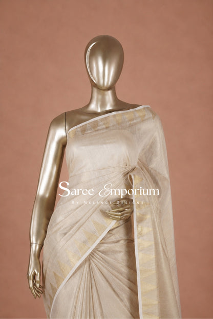Tissue Linen Embroidery Sarees MDS0079