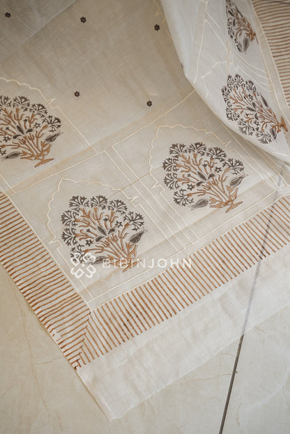 Chanderi Silk Dupatta For Women Ivory White BJ2392