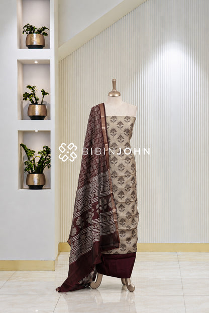 Art Maheshwari Unstitched Salwar Suit Material Beige BJ1821