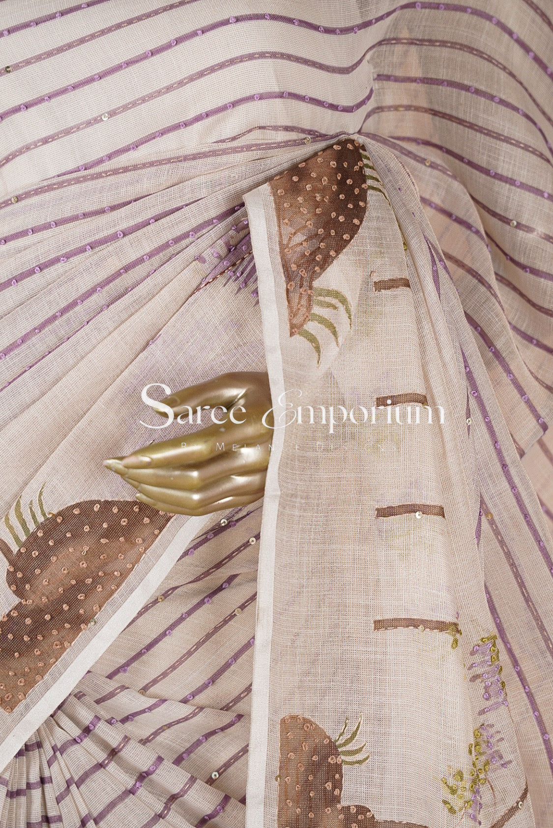 Linen Embroidery Sarees MDS0078