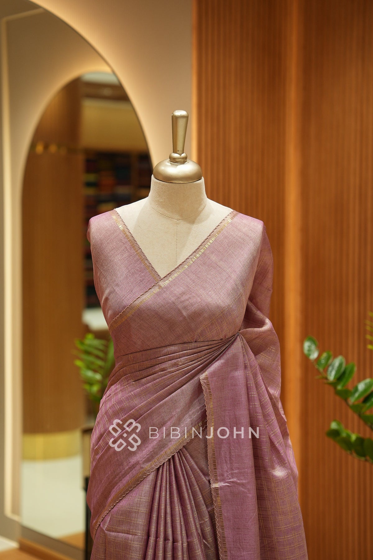 Semi Tussar Weaving Saree For Women Dusty Rose Pink BJ2547