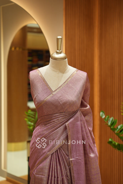 Semi Tussar Weaving Saree For Women Dusty Rose Pink BJ2547