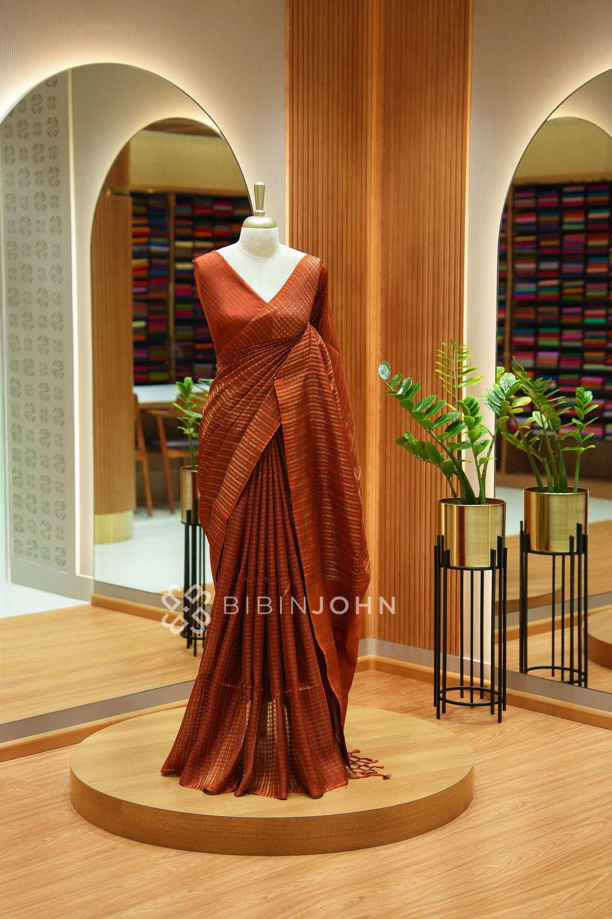 Semi Silk Weaving Saree For Women Rust Orange BJ2422