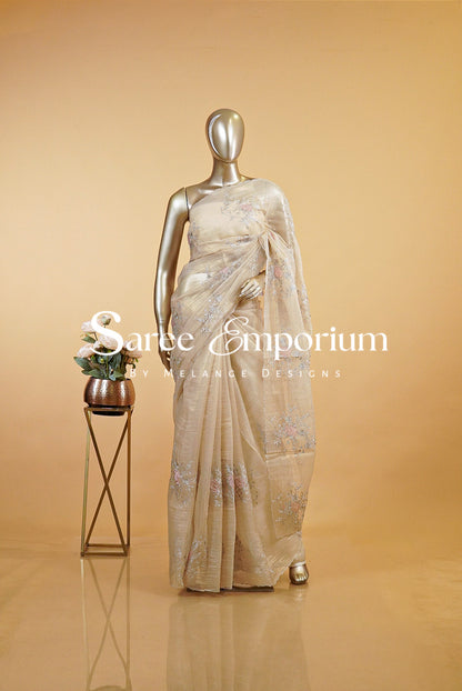 Tissue Embroidery Saree MDS0186