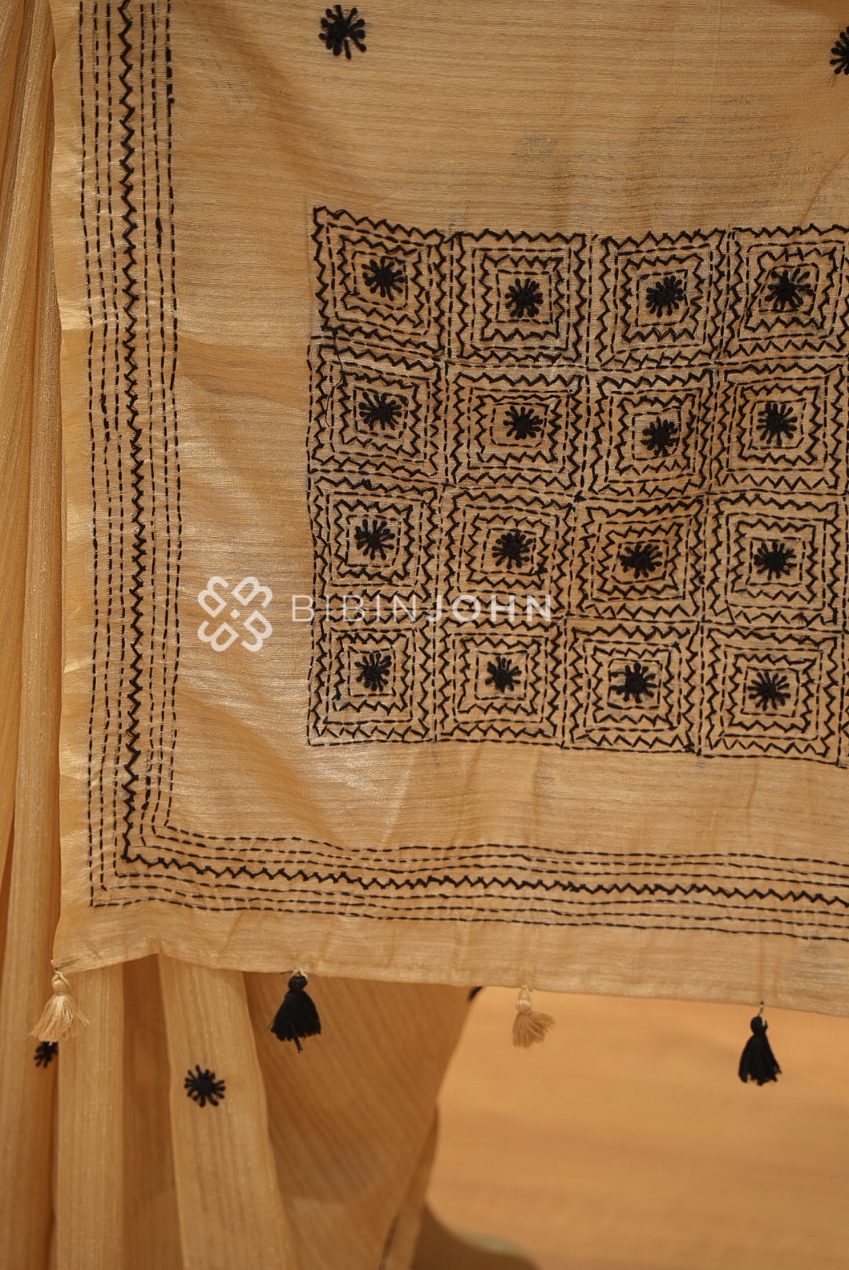 Silk Embroidery Saree For Women Champagne Gold BJ1655