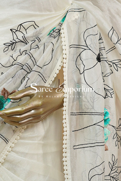Tissue Embroidery Saree MDS0210