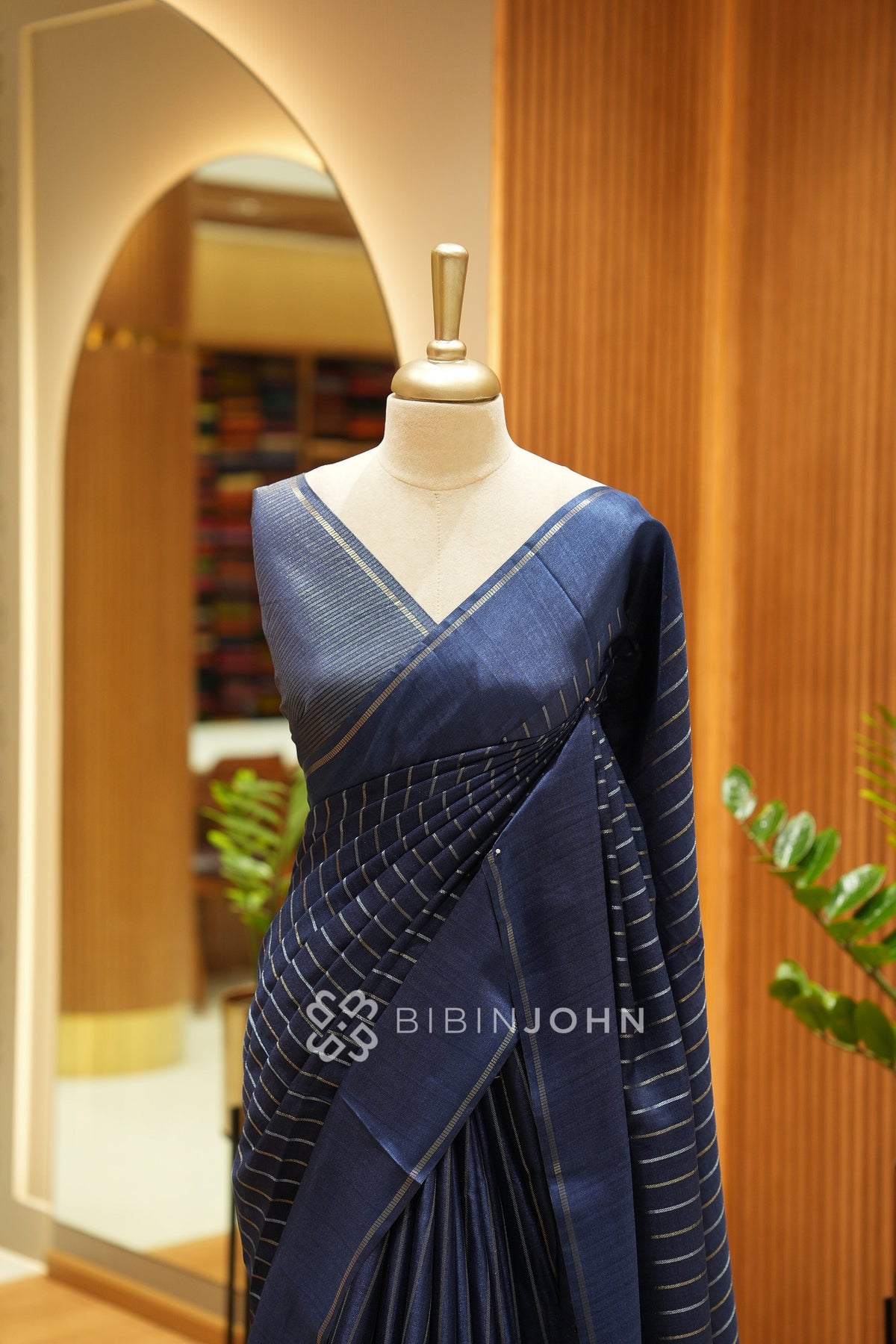 Semi Tussar Weaving Saree For Women Navy Blue BJ2441