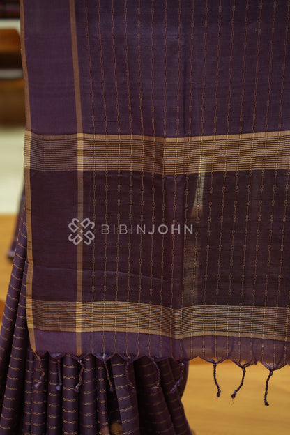 Semi Tussar Weaving Saree For Women Deep Plum Purple BJ2445