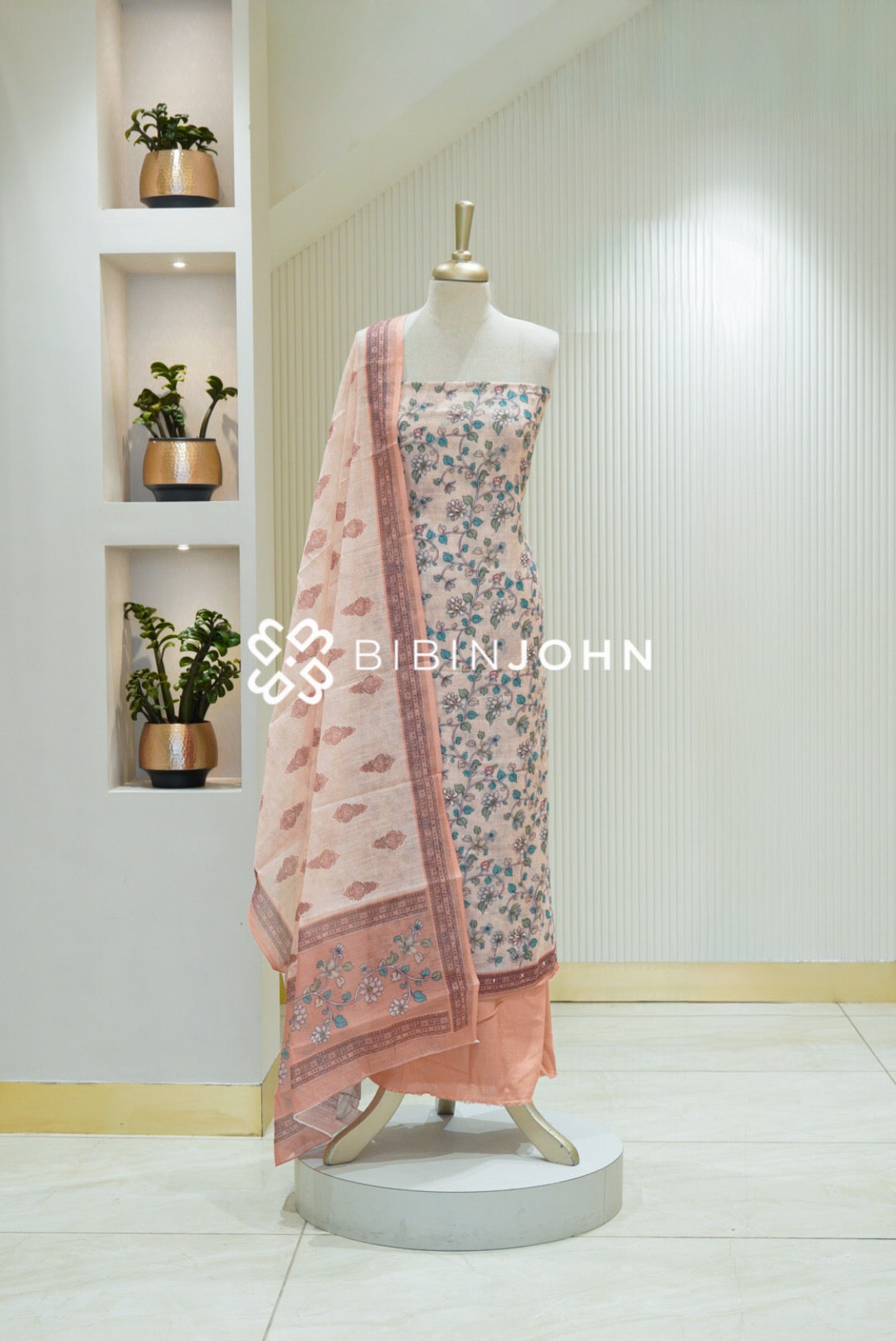 Art Linen Unstitched Salwar Suit Material Light Blush Pink BJ2371