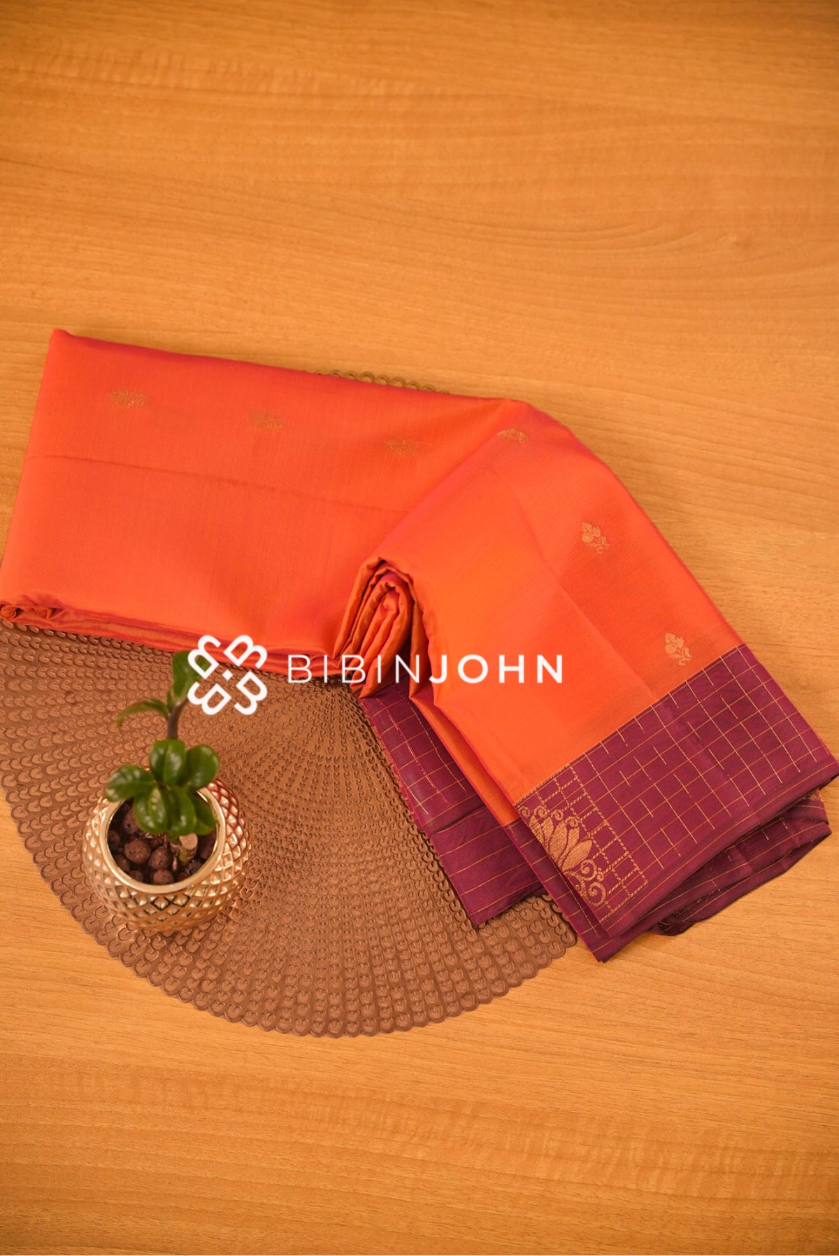 Silk Saree For Women Coral Orange BJ2403