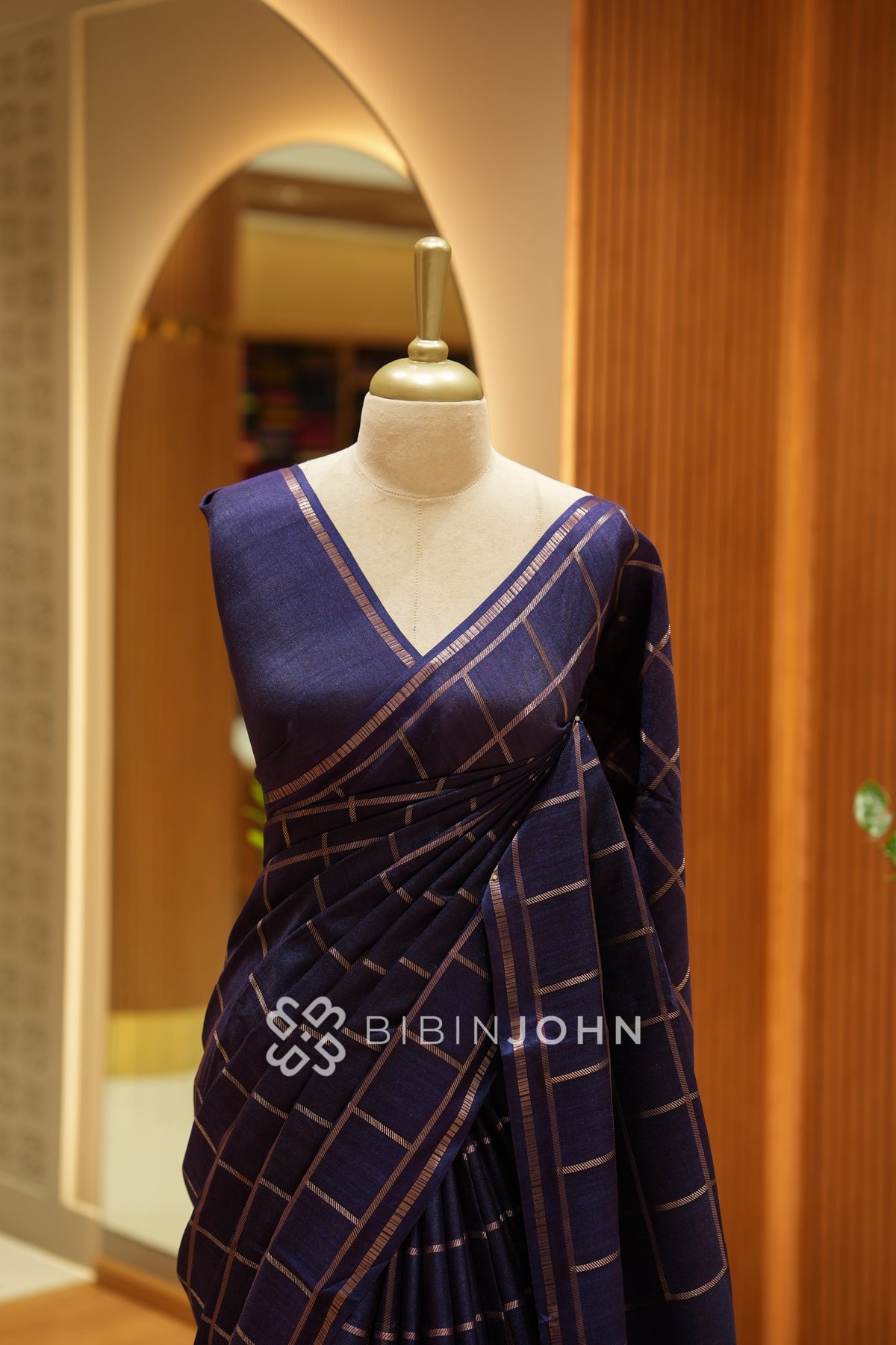 Semi Tussar Weaving Saree For Women Deep Navy Blue BJ2328