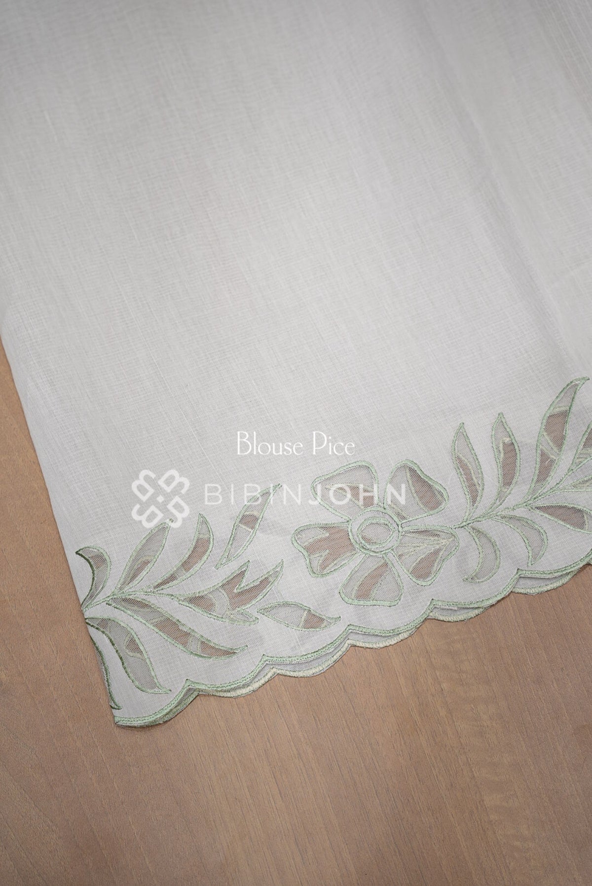 Cotta Embroidery Saree Ivory & Mint Green BJ1051