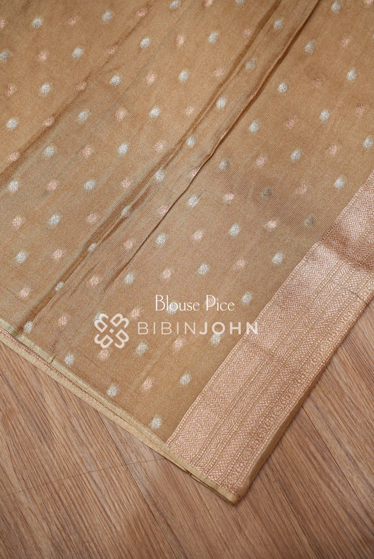 Silk Brocade Saree Golden Beige BJ1035