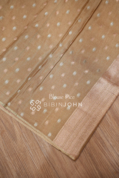 Silk Brocade Saree Golden Beige BJ1035