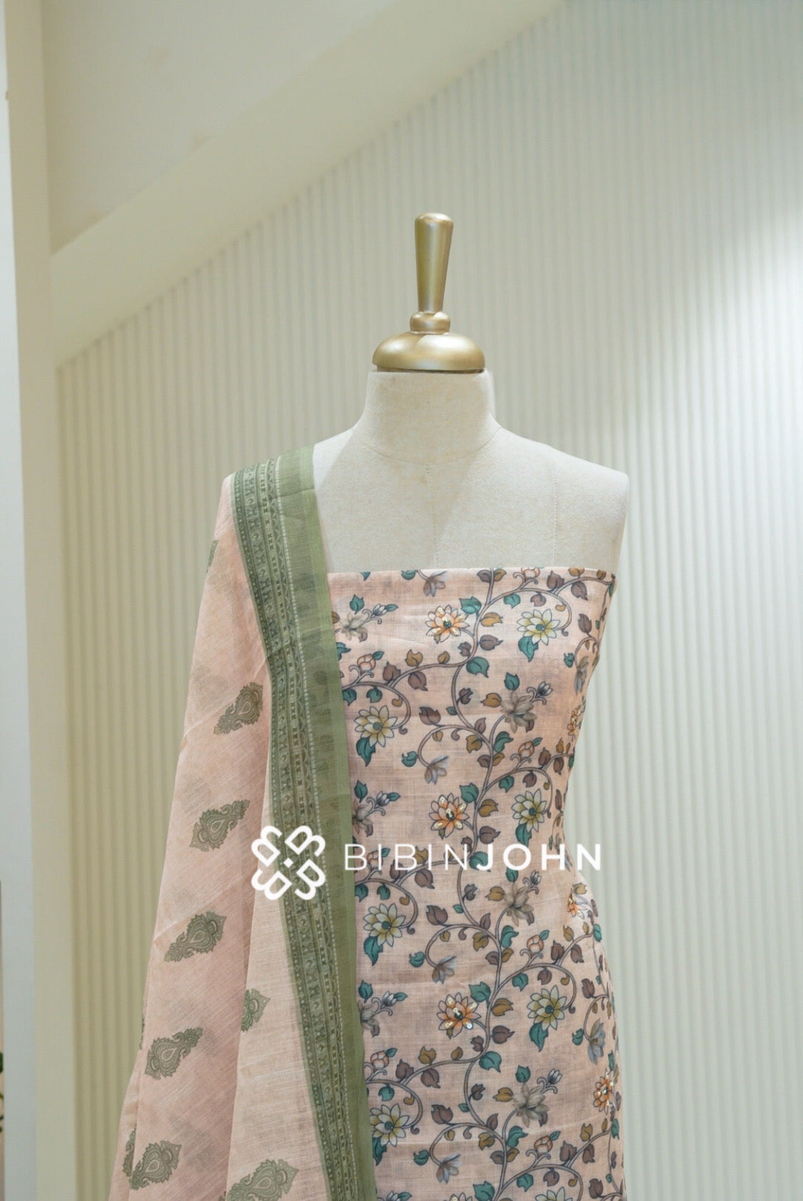 Art Linen Unstitched Salwar Suit Material Blush Beige BJ2370