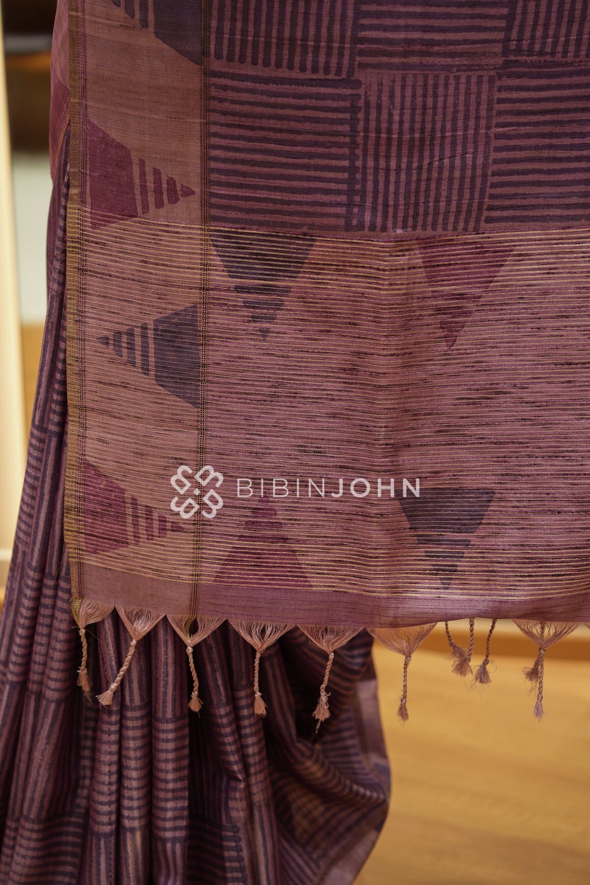 Printed Semi Tussar Saree For Women Dusty Mauve Purple BJ2455