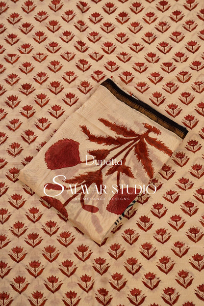 Printed Chanderi Unstitched Salwar Suits AC0158
