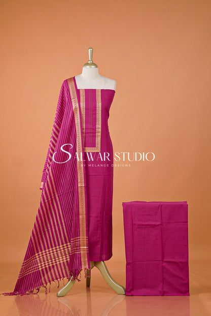 Cotton Unstitched Salwar Suit Dress Material Rani Pink AC0168