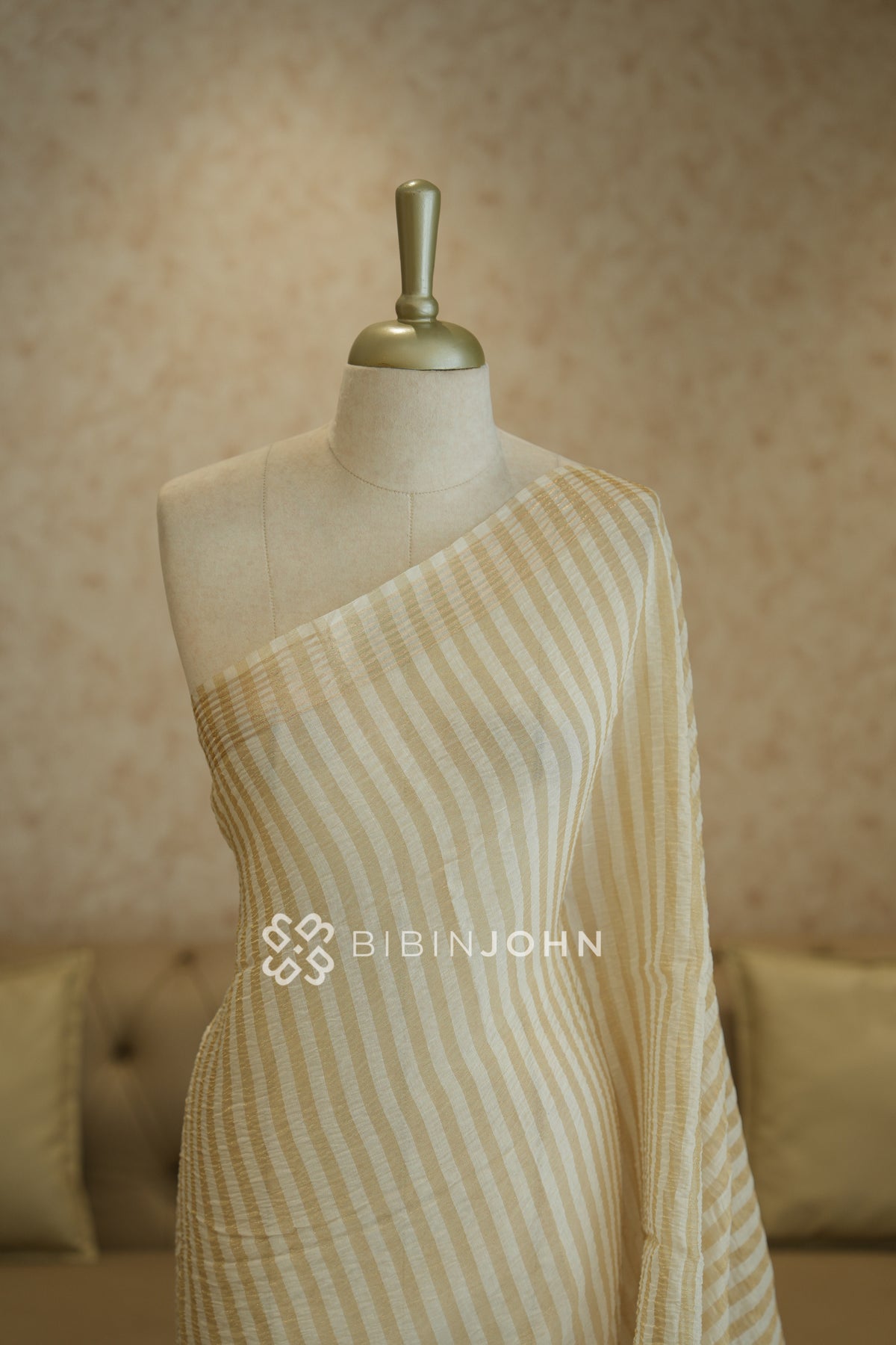 Crushed Chanderi Dupatta For Women Ivory White BJ2399
