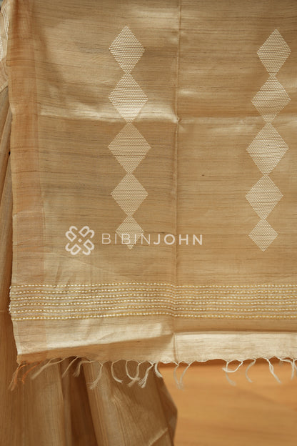 Pure Tussar Saree For Women Beige BJ2539