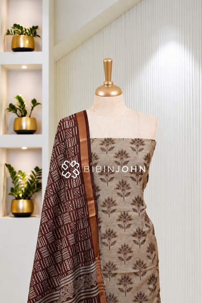 Art Maheshwari Unstitched Salwar Suit Material Beige BJ1821