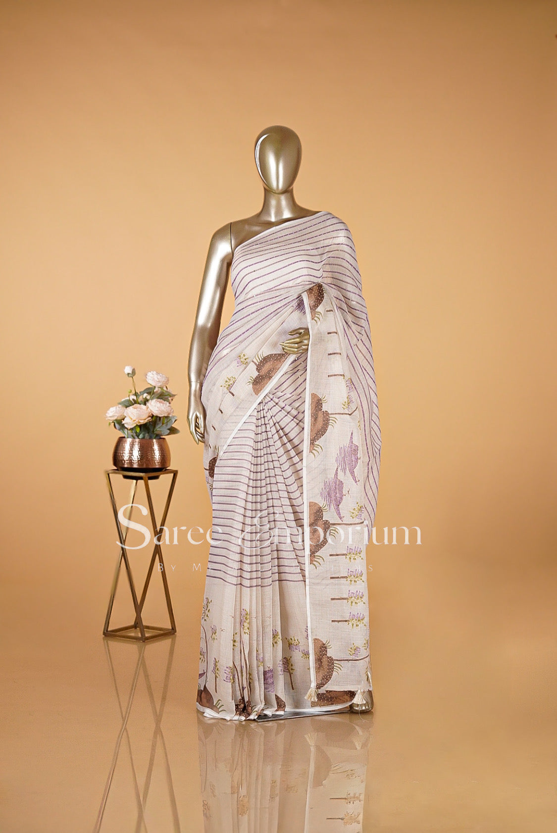 Linen Embroidery Sarees MDS0078