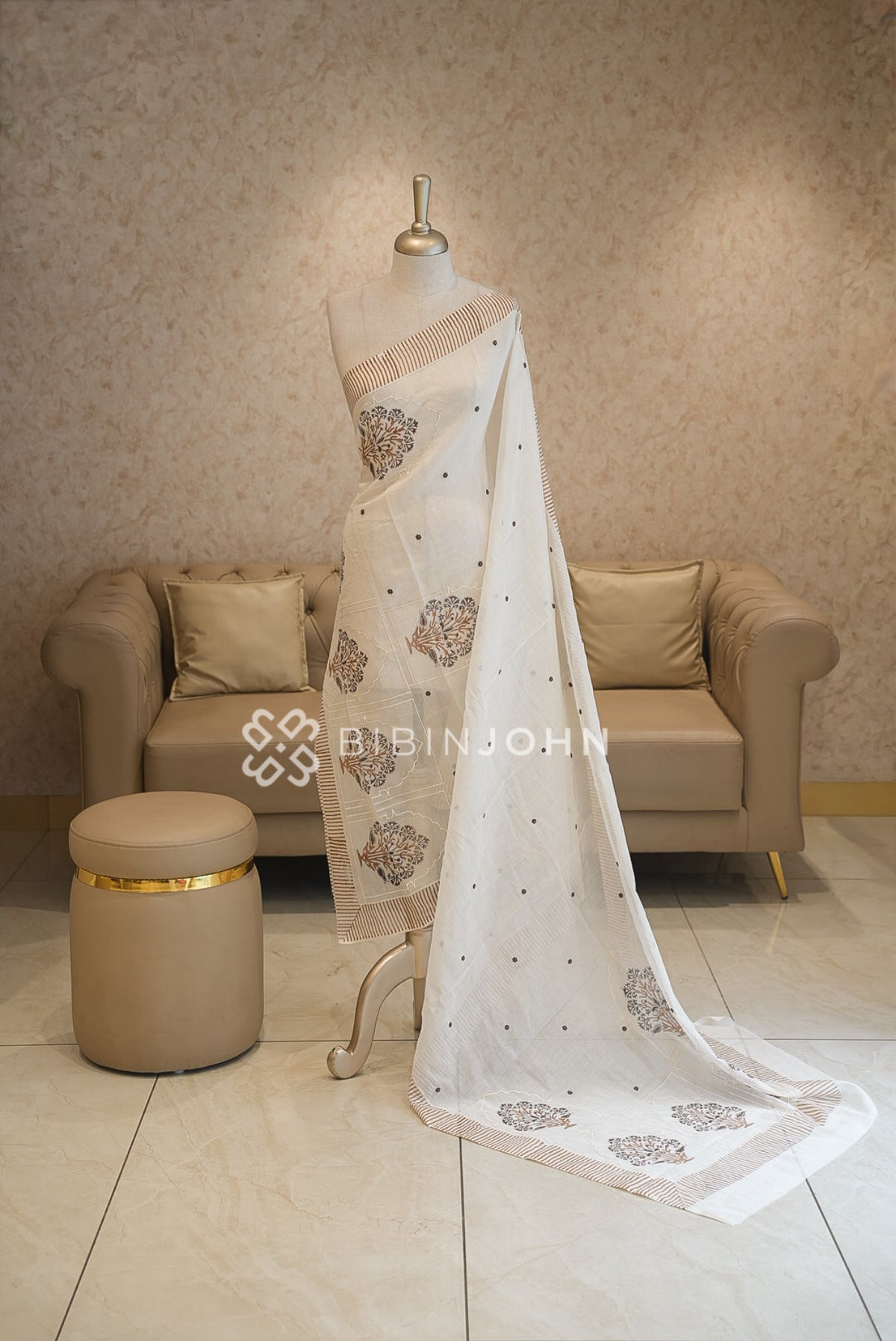 Chanderi Silk Dupatta For Women Ivory White BJ2392