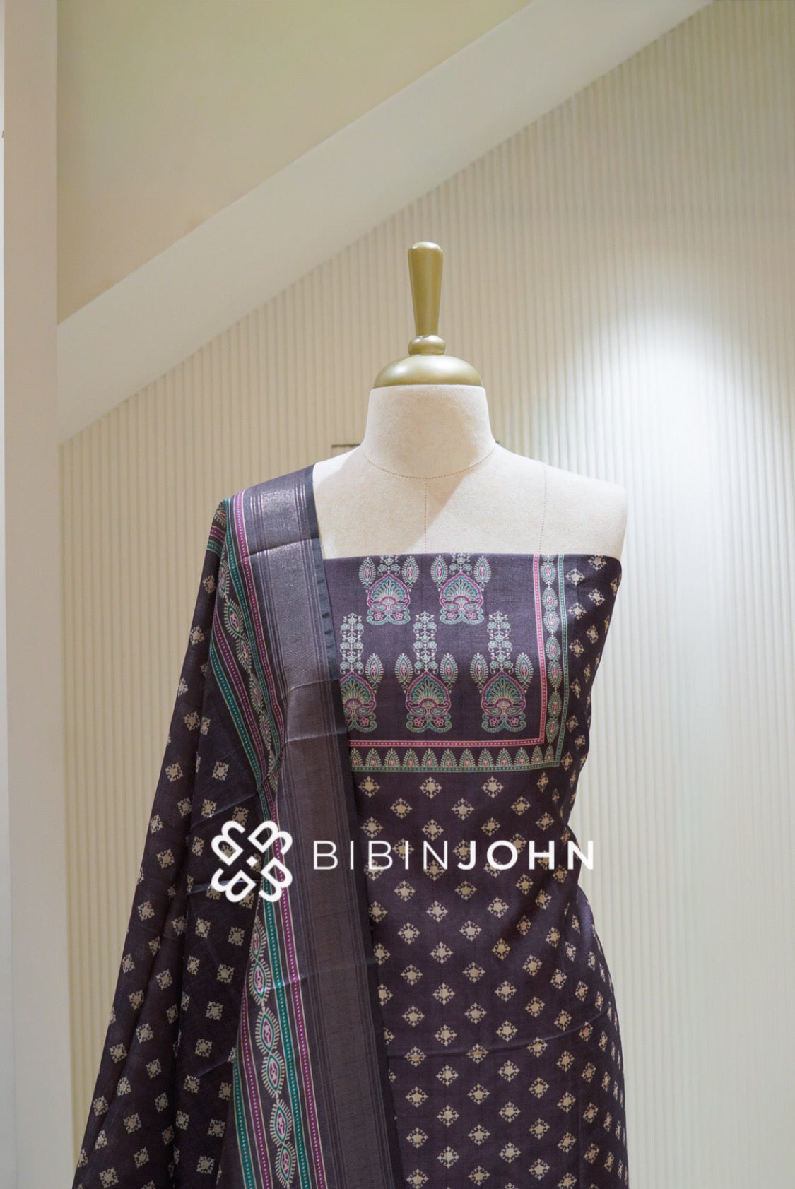 Printed Chanderi Unstitched Salwar Suit Material Deep Plum Purple BJ2837