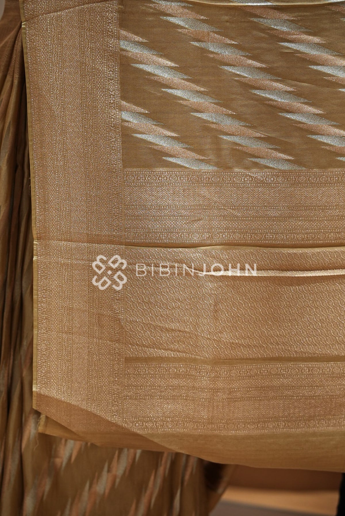 Silk Brocade Saree Golden Beige BJ1035