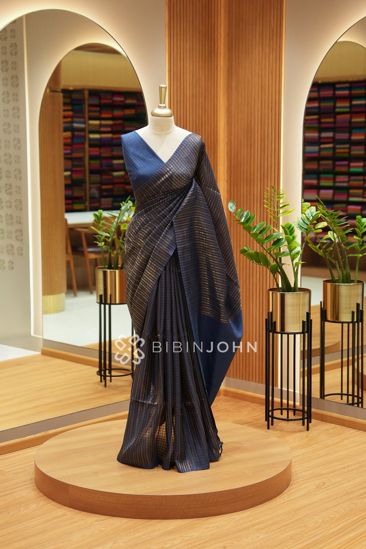 Semi Silk Weaving Saree For Women Navy Blue BJ2423