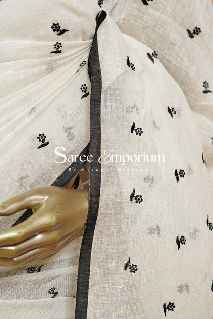 Linen Embroidery Saree MDS0214