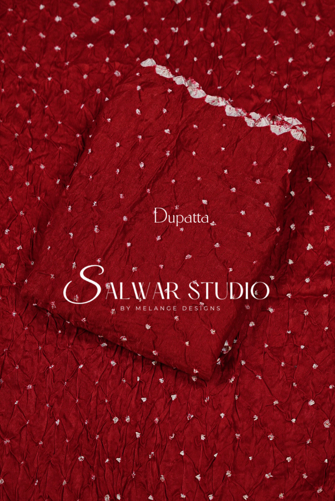 Pure Bandhani Unstitched Salwar Suit Dress Material Red AC0312