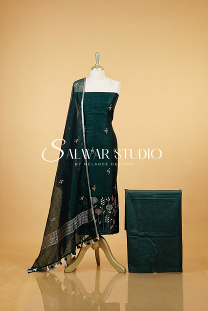 Linen Embroidery Unstitched Salwar Suits AC0054