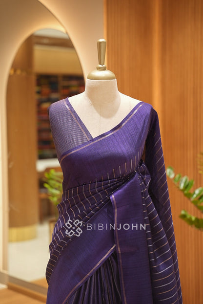 Semi Tussar Weaving Saree For Women Royal Purple BJ2650