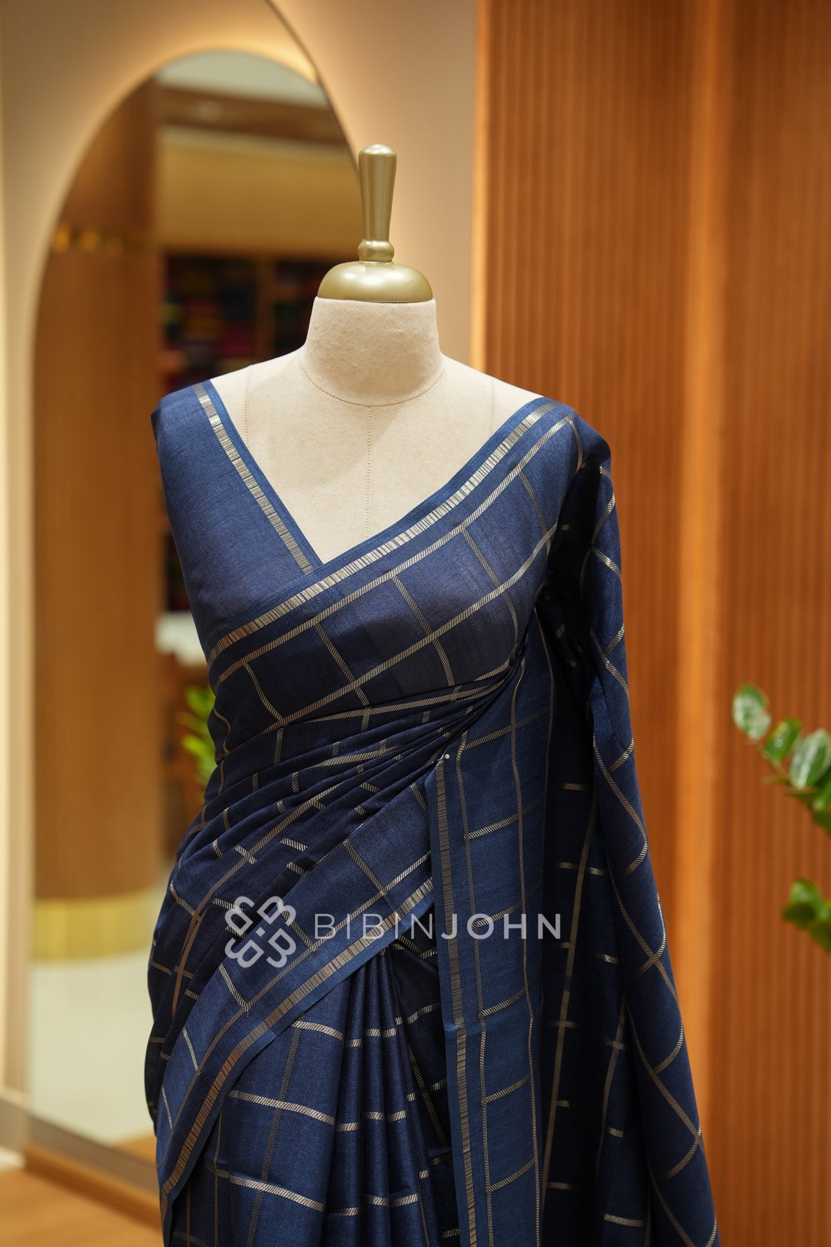 Semi Tussar Weaving Saree For Women Royal Navy Blue BJ2329