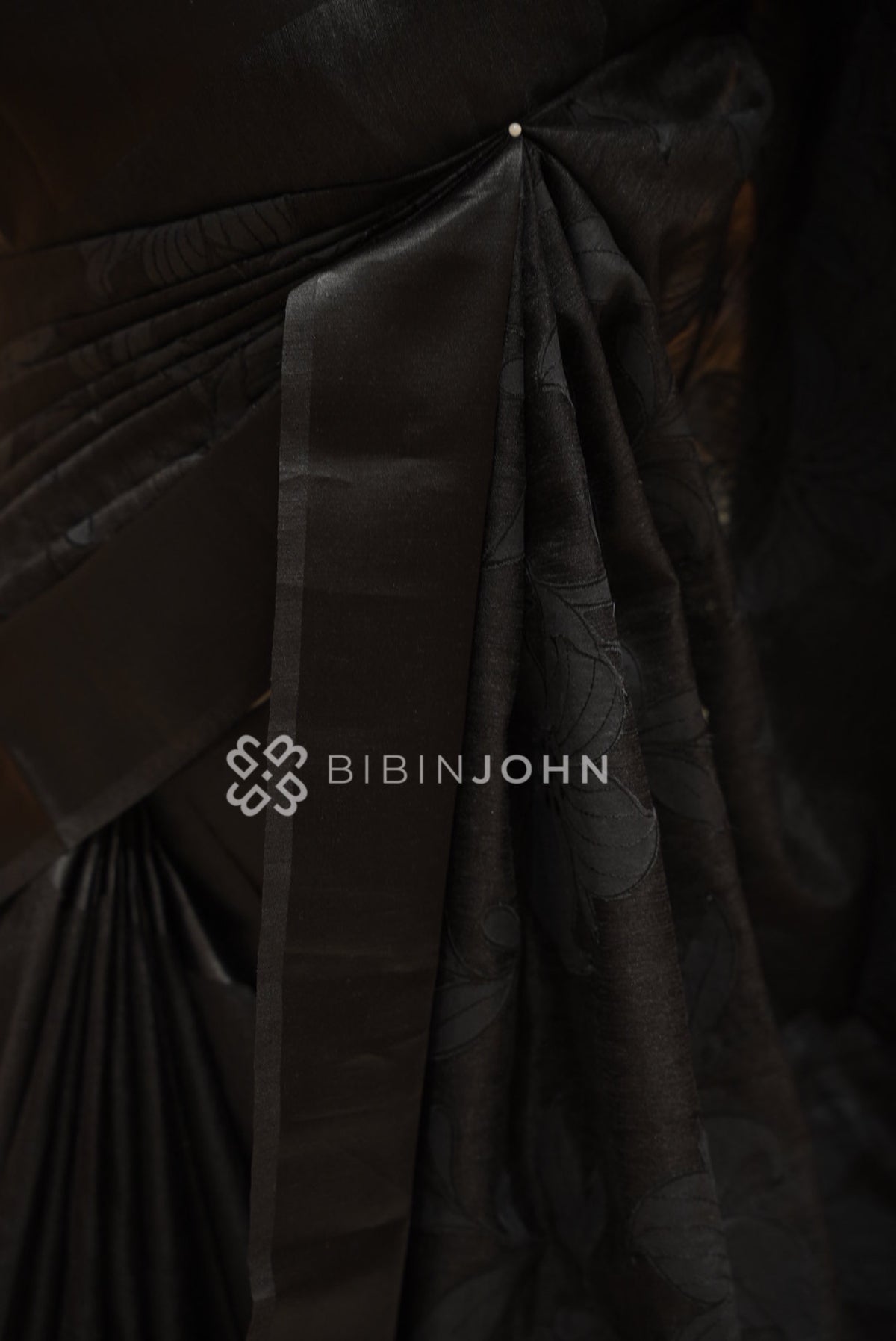 Silk Embroidery Saree Black BJ1027