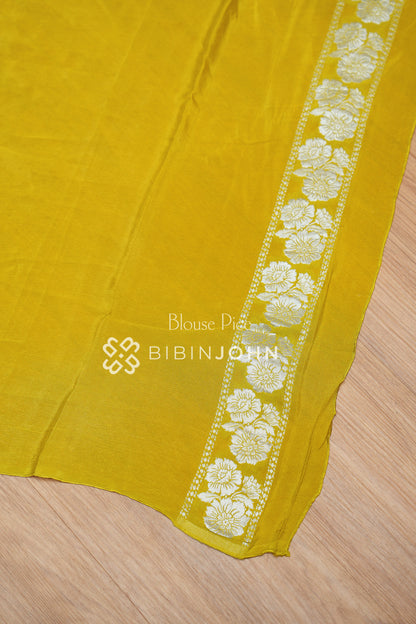 Chiffon Banarasi Saree For Women Mustard Yellow BJ2540