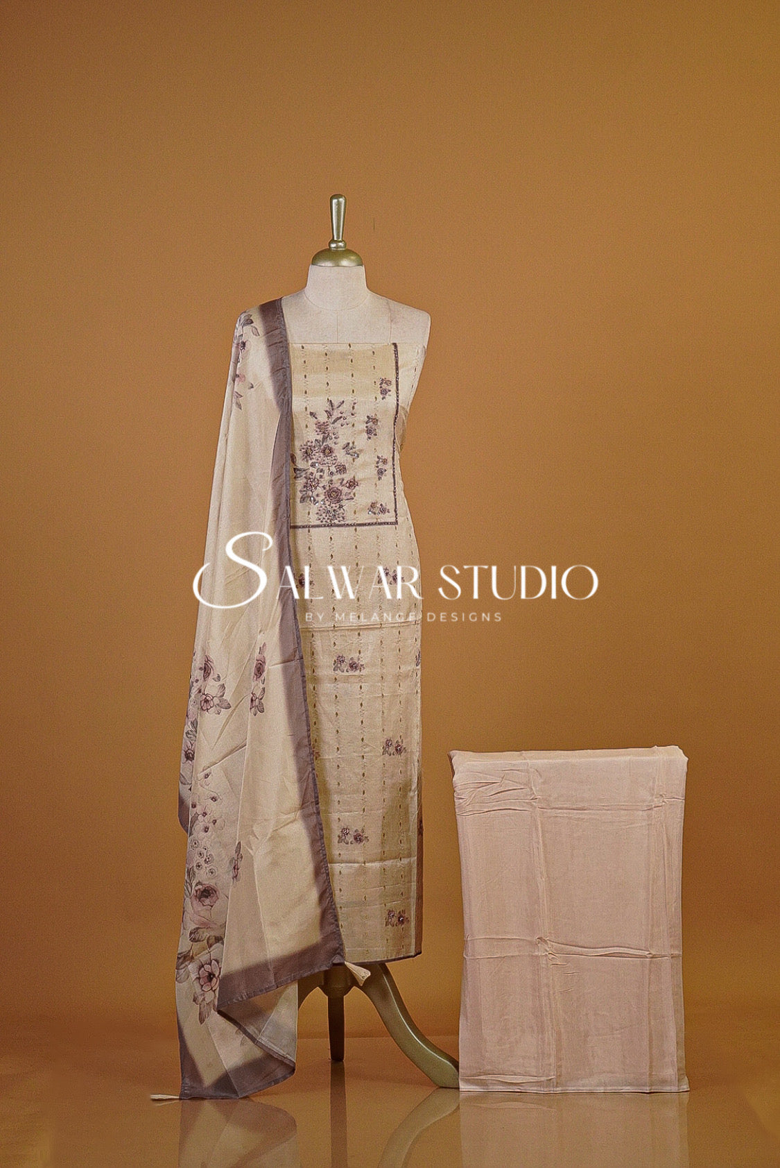 Semi Tusser Embroidery Salwar Suits AC0132